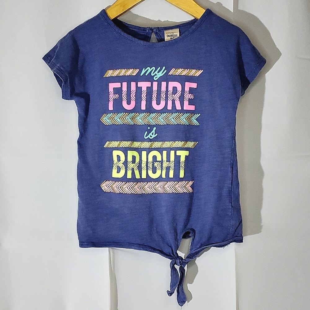 OshKosh B'gosh Navy "My Future Is Bright" Kids Front Tie TShirt in Size 2T